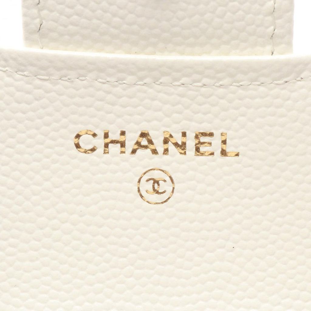 Chanel Trifold Wallet Quilted White Caviar Leather Compact — view 5