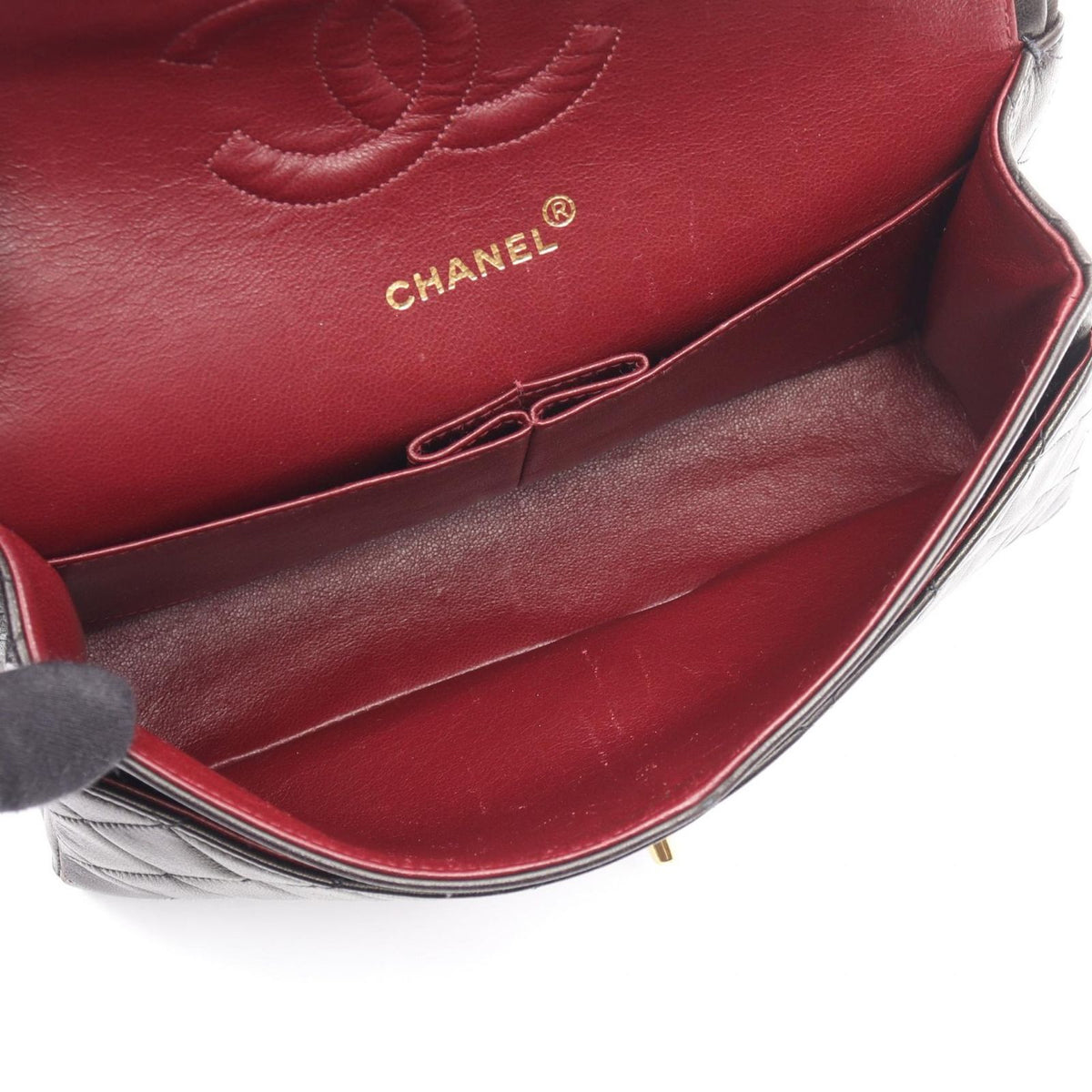 Chanel Shoulder Bag Quilted Double Flap Black Lambskin Chain — view 3