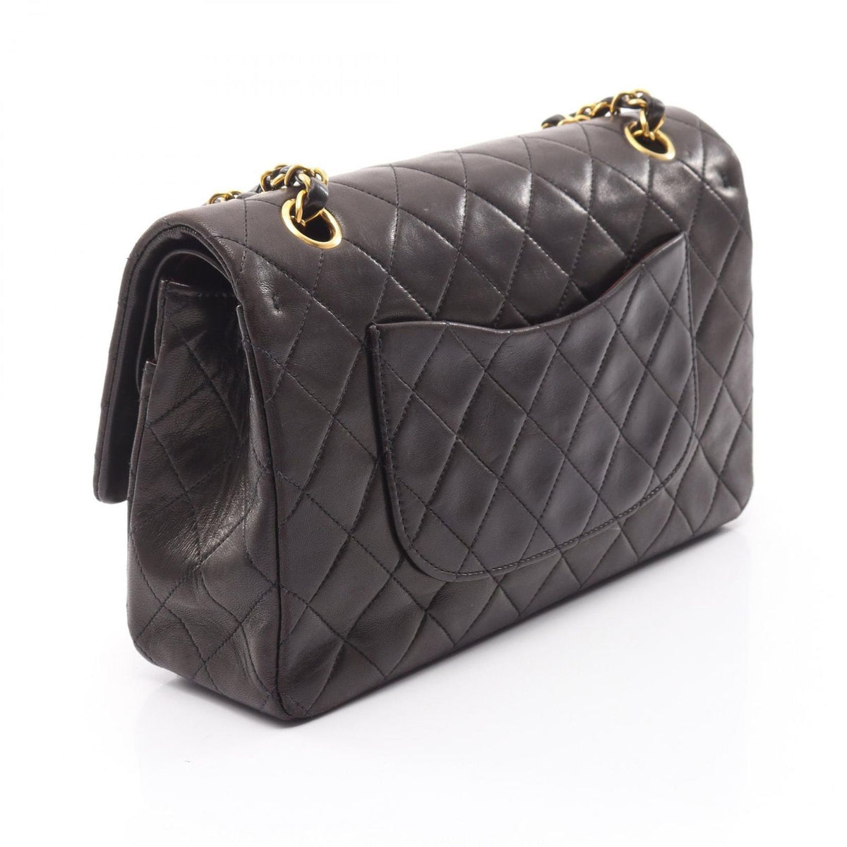 Chanel Shoulder Bag Quilted Double Flap Black Lambskin Chain — view 2