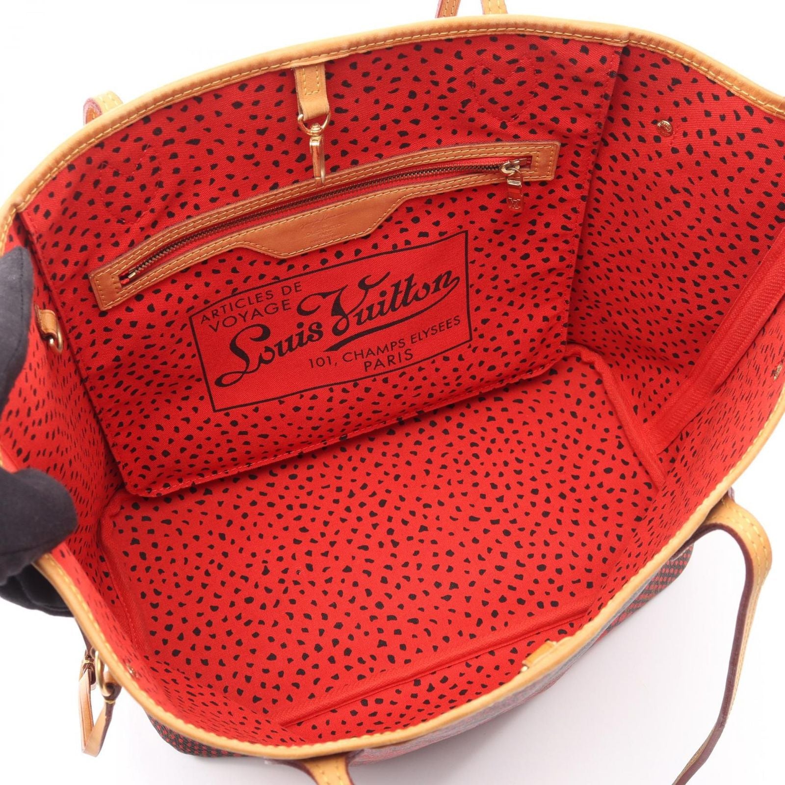 Louis Vuitton Tote Bag Neverfull MM Monogram Wave Rouge Yayoi Kusama Leather — view 3