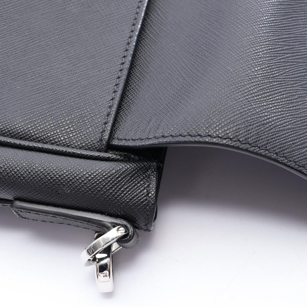 Prada Shoulder Bag Triangle Logo Black Saffiano Leather — view 6
