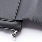 Prada Shoulder Bag Triangle Logo Black Saffiano Leather — view 6