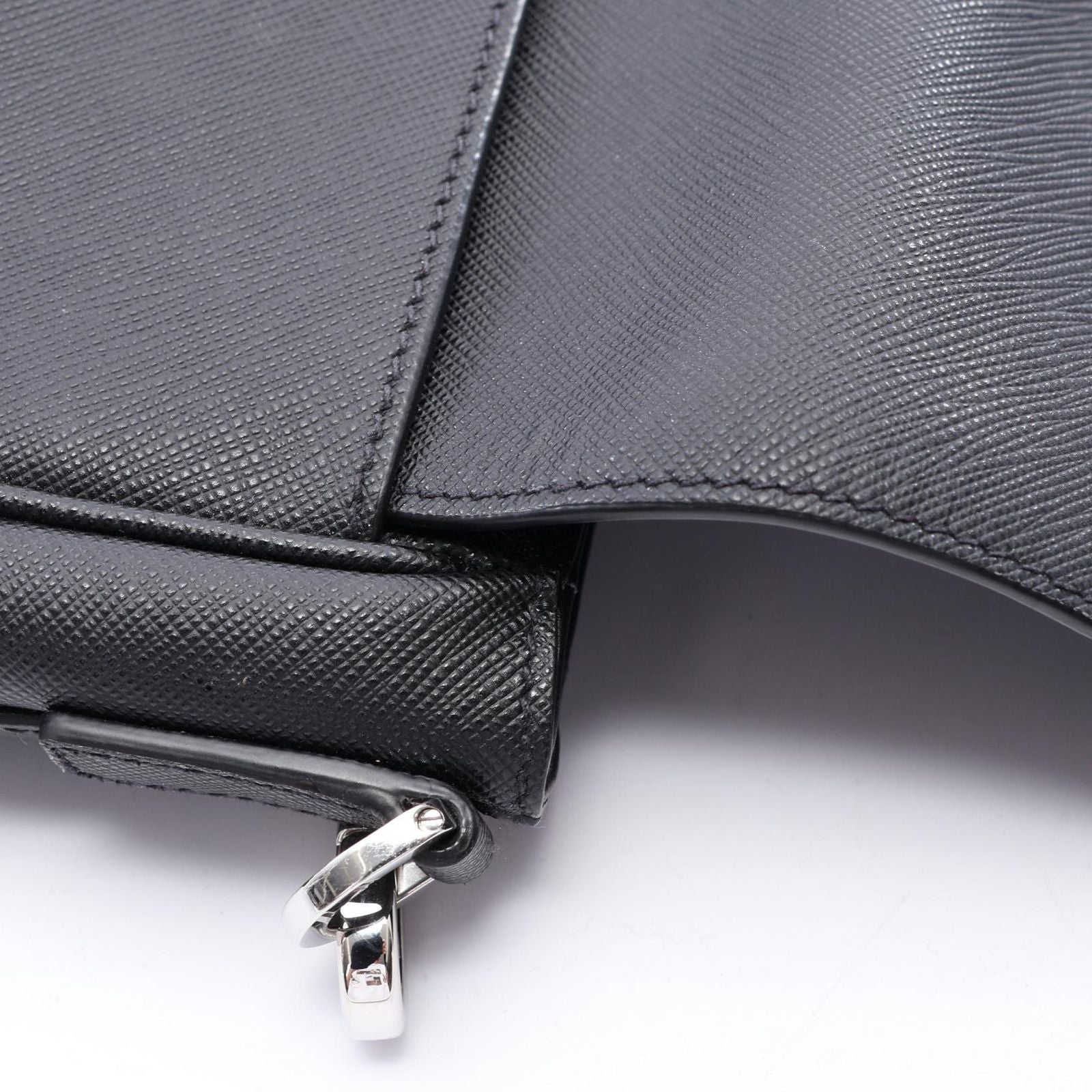 Prada Shoulder Bag Triangle Logo Black Saffiano Leather — view 6
