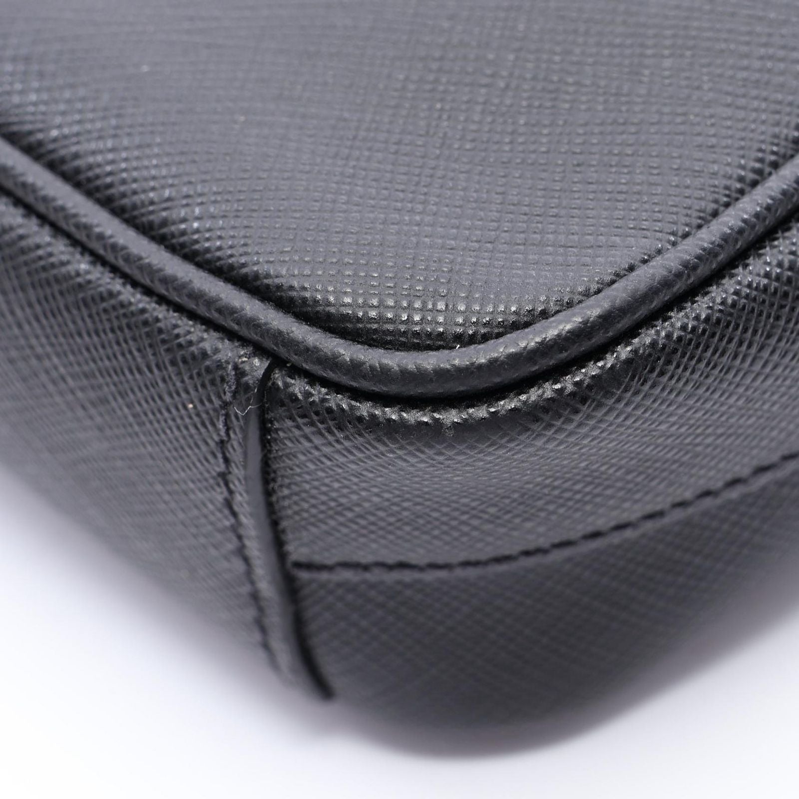 Prada Shoulder Bag Triangle Logo Black Saffiano Leather — view 7