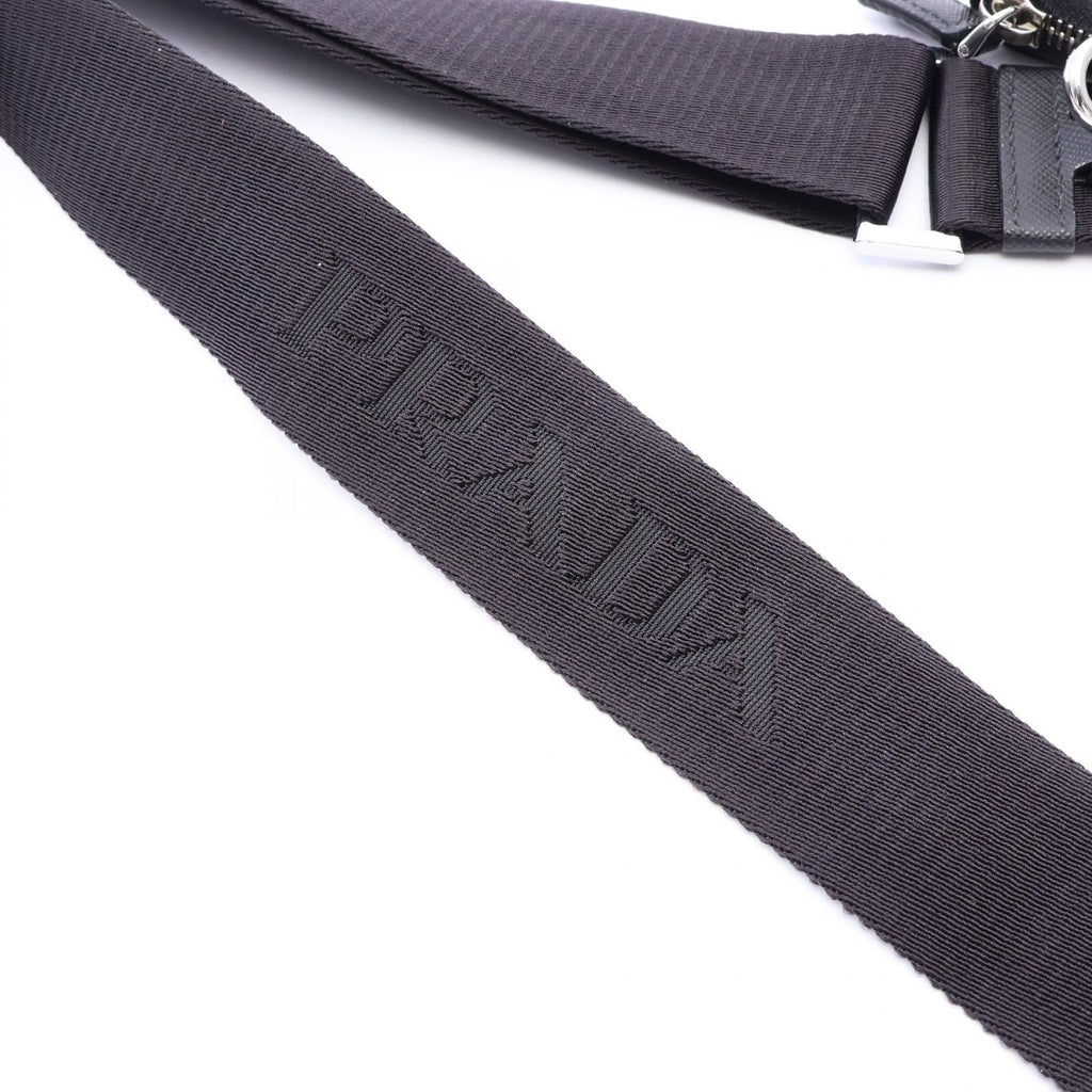 Prada Shoulder Bag Triangle Logo Black Saffiano Leather — view 8