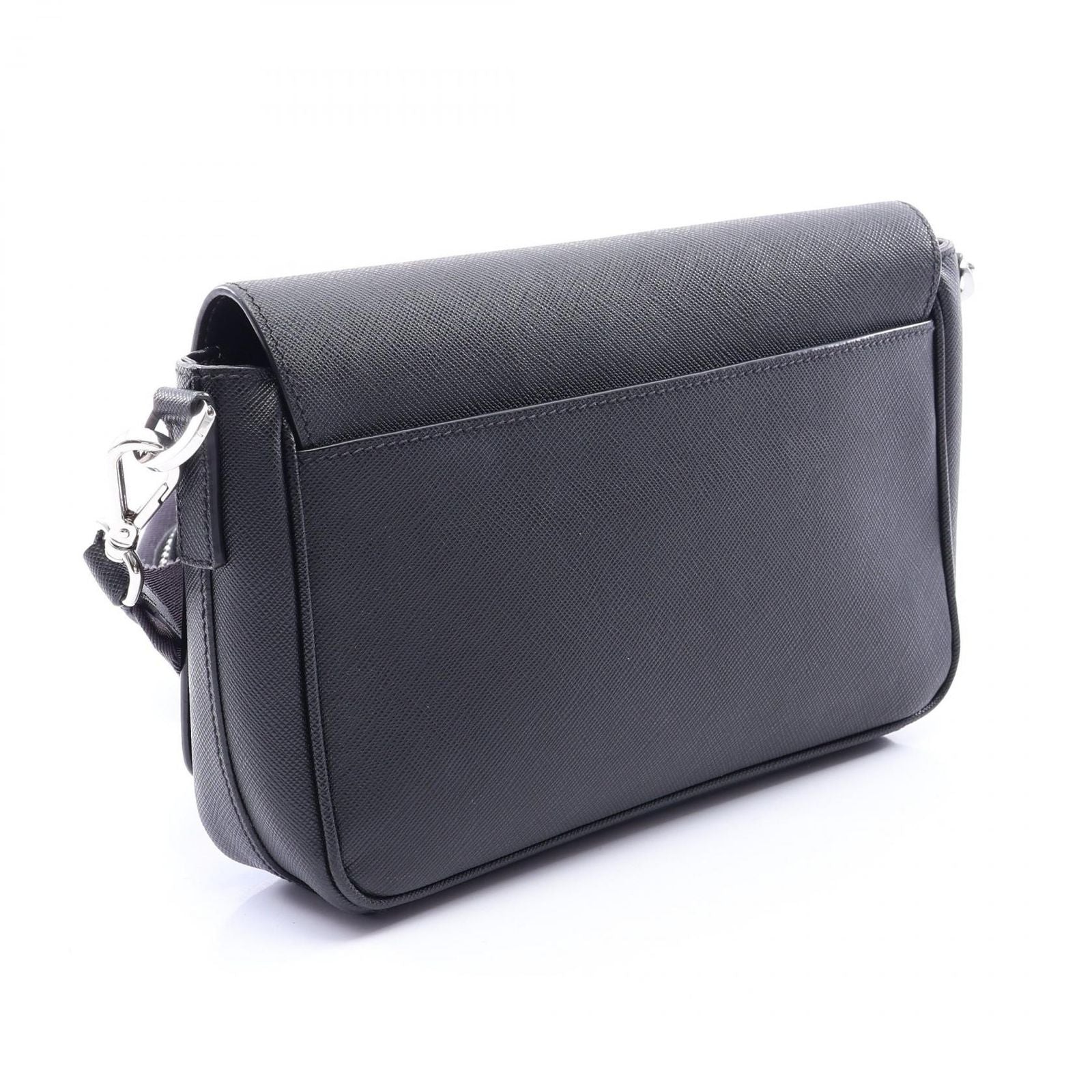 Prada Shoulder Bag Triangle Logo Black Saffiano Leather — view 2