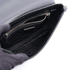Prada Shoulder Bag Triangle Logo Black Saffiano Leather — view 3