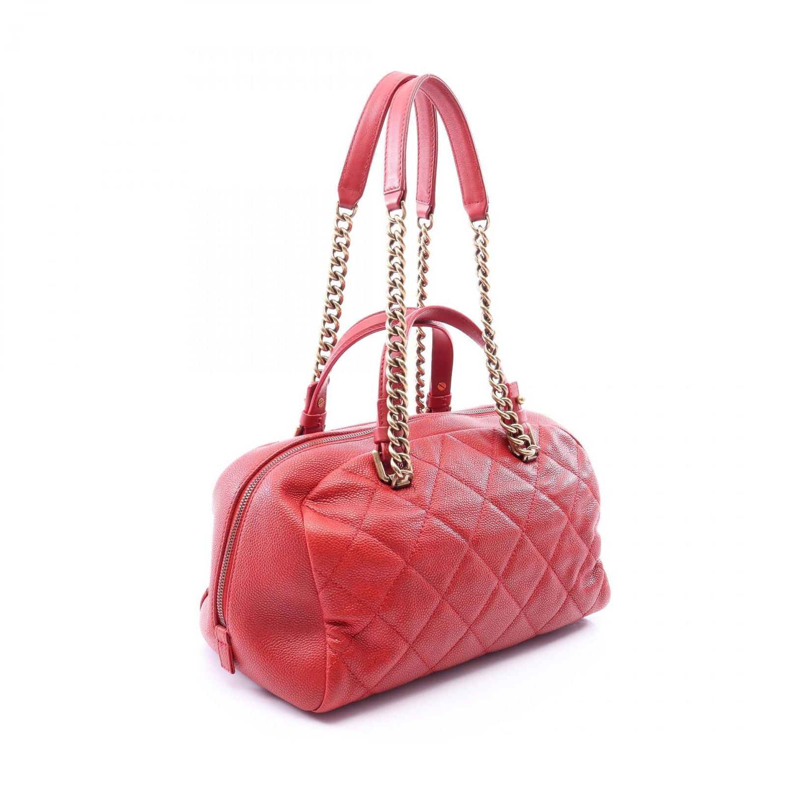 Chanel Shoulder Bag Quilted Bow Red Caviar Leather — view 2