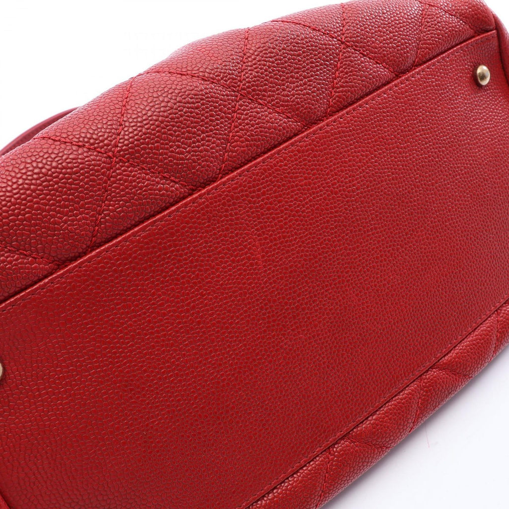 Chanel Shoulder Bag Quilted Bow Red Caviar Leather — view 8