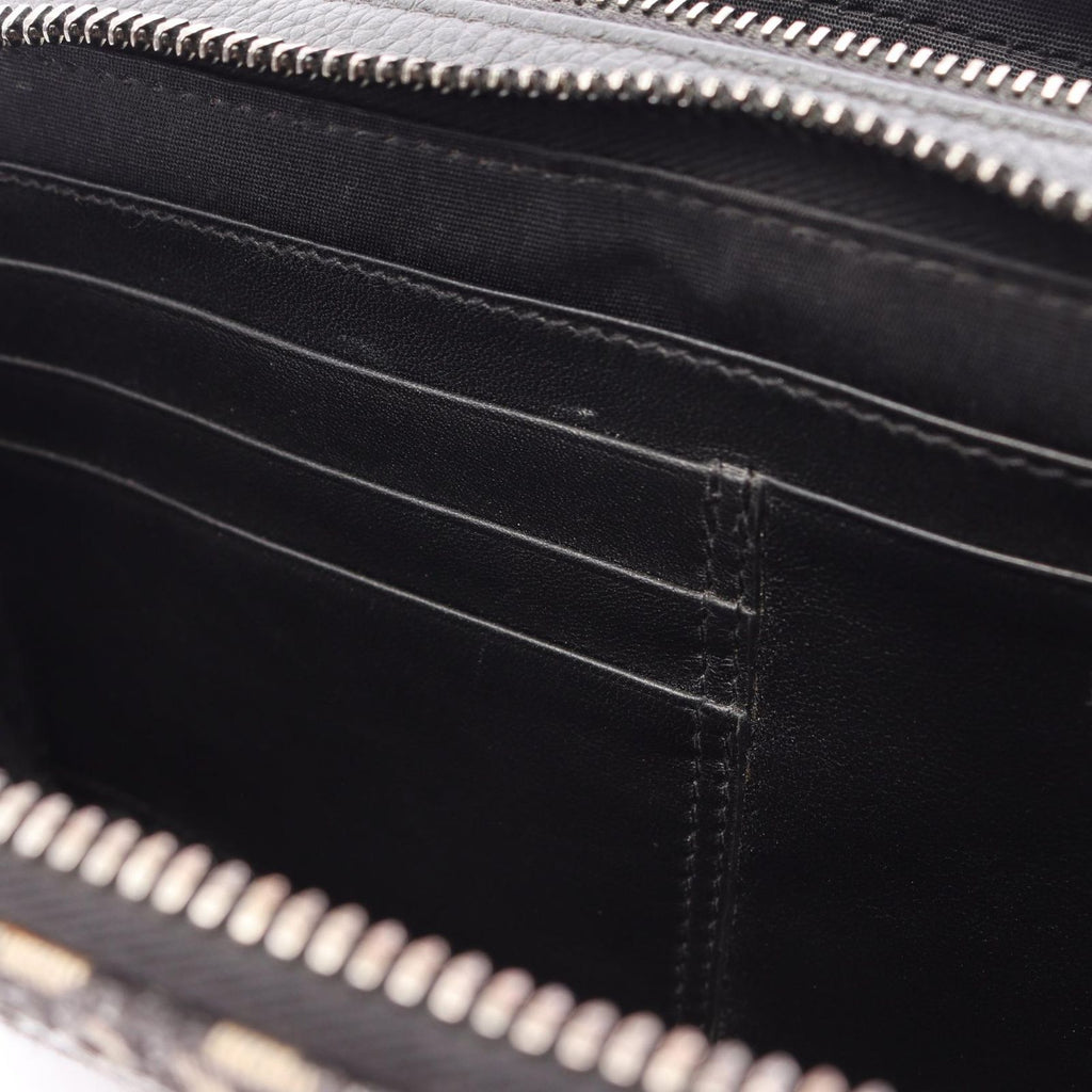 Dior Shoulder Bag Strap Zip Pouch Oblique Ivory Navy Black Canvas Leather — view 6
