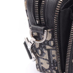 Dior Shoulder Bag Strap Zip Pouch Oblique Ivory Navy Black Canvas Leather — view 7