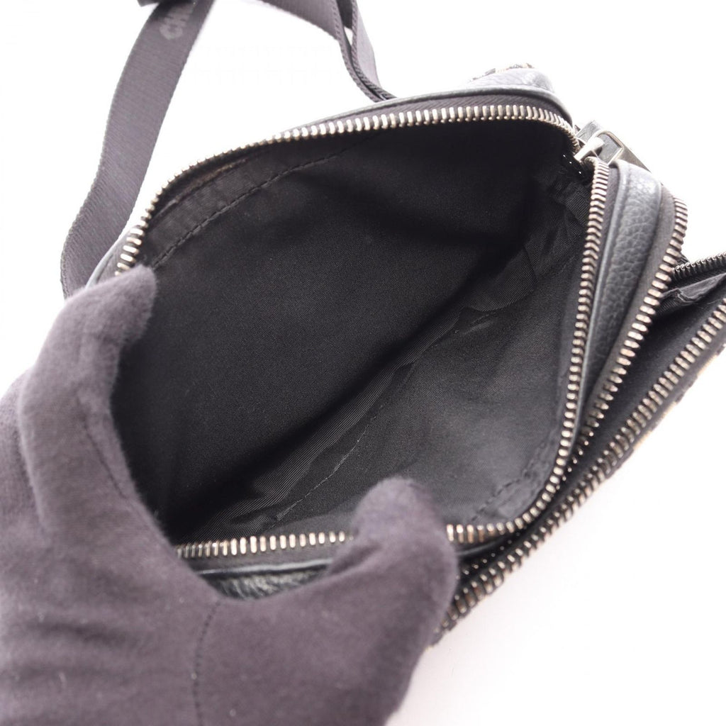 Dior Shoulder Bag Strap Zip Pouch Oblique Ivory Navy Black Canvas Leather — view 3