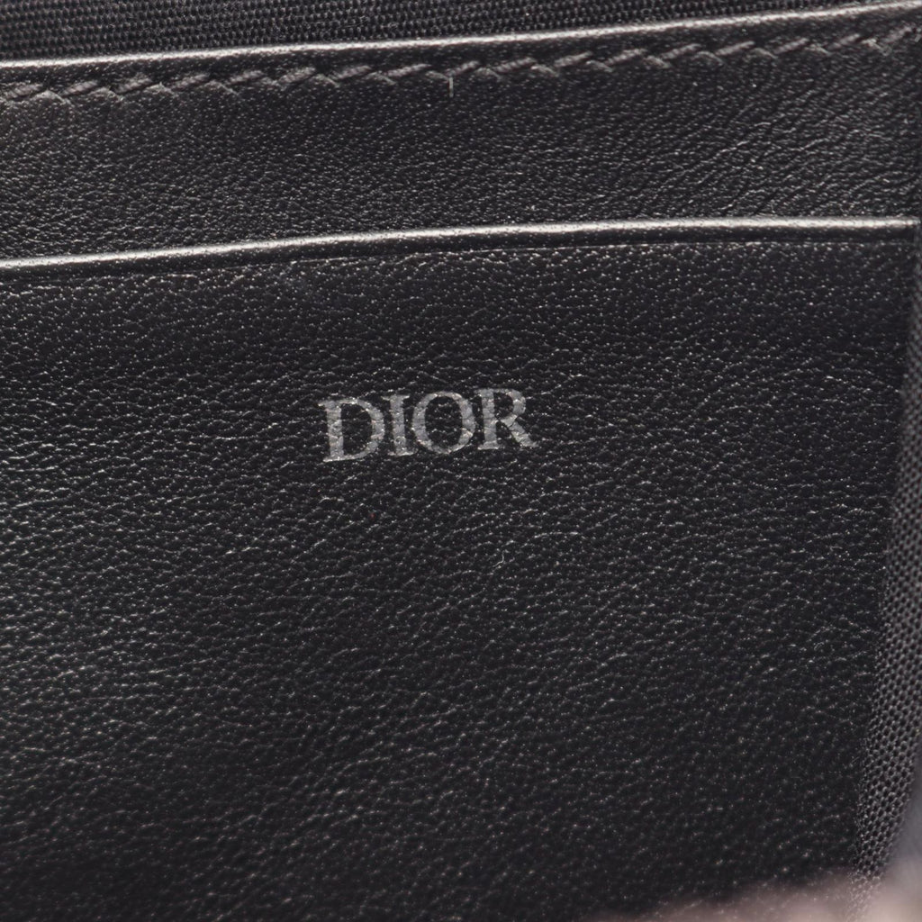 Dior Shoulder Bag Strap Zip Pouch Oblique Ivory Navy Black Canvas Leather — view 5