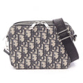 Dior Shoulder Bag Strap Zip Pouch Oblique Ivory Navy Black Canvas Leather