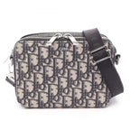 Dior Shoulder Bag Strap Zip Pouch Oblique Ivory Navy Black Canvas Leather