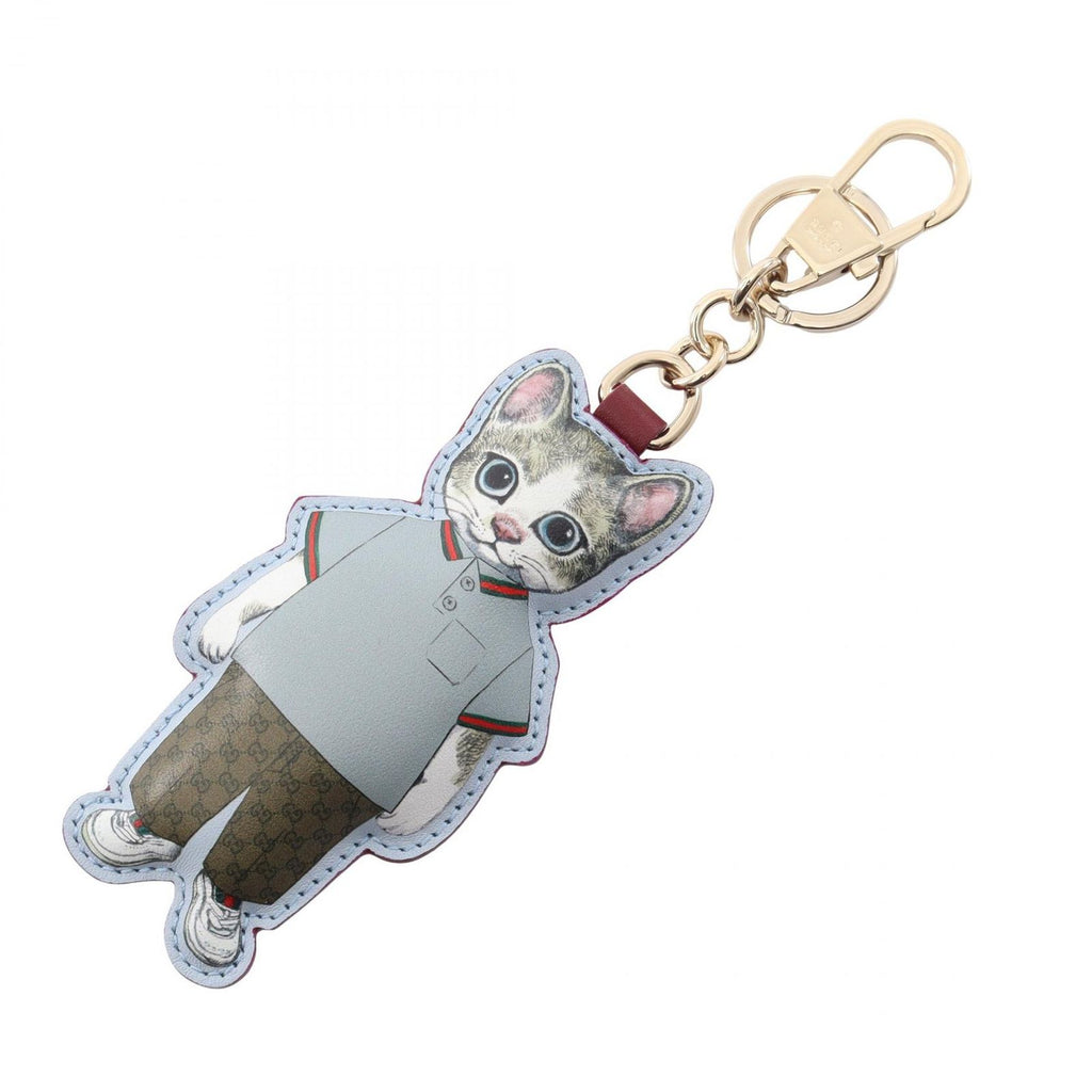 Gucci Key Holder Yuko Higuchi GG Supreme Boris Beige Brown Multi Leather Charm
