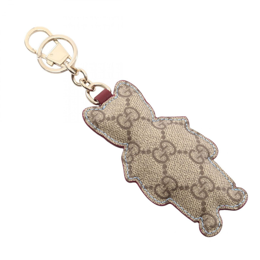 Gucci Key Holder Yuko Higuchi GG Supreme Boris Beige Brown Multi Leather Charm — view 2