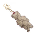 Gucci Key Holder Yuko Higuchi GG Supreme Boris Beige Brown Multi Leather Charm — view 2