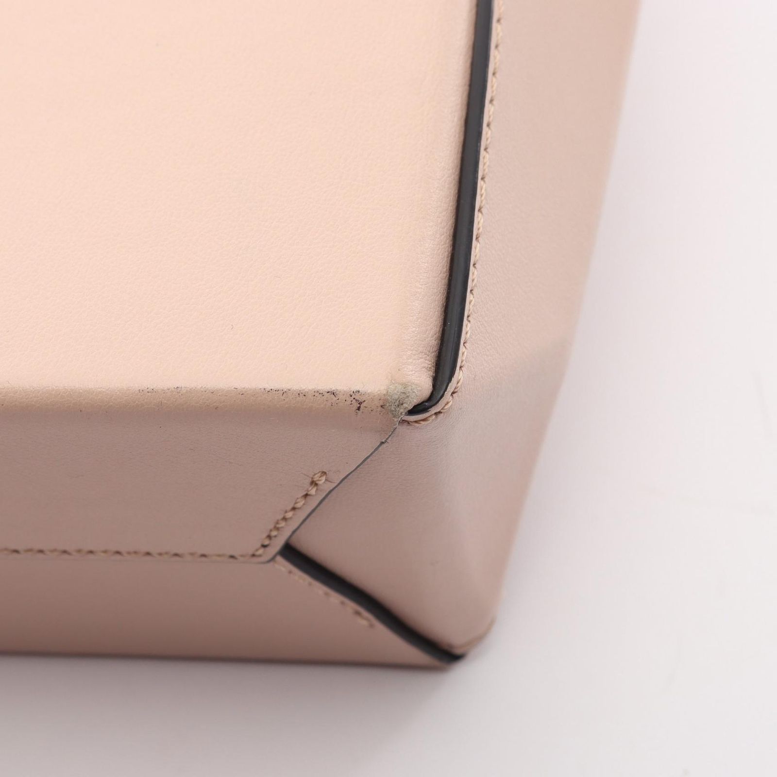 Fendi Handbag Shopping Bag Small Light Pink Black Leather Pack — view 6