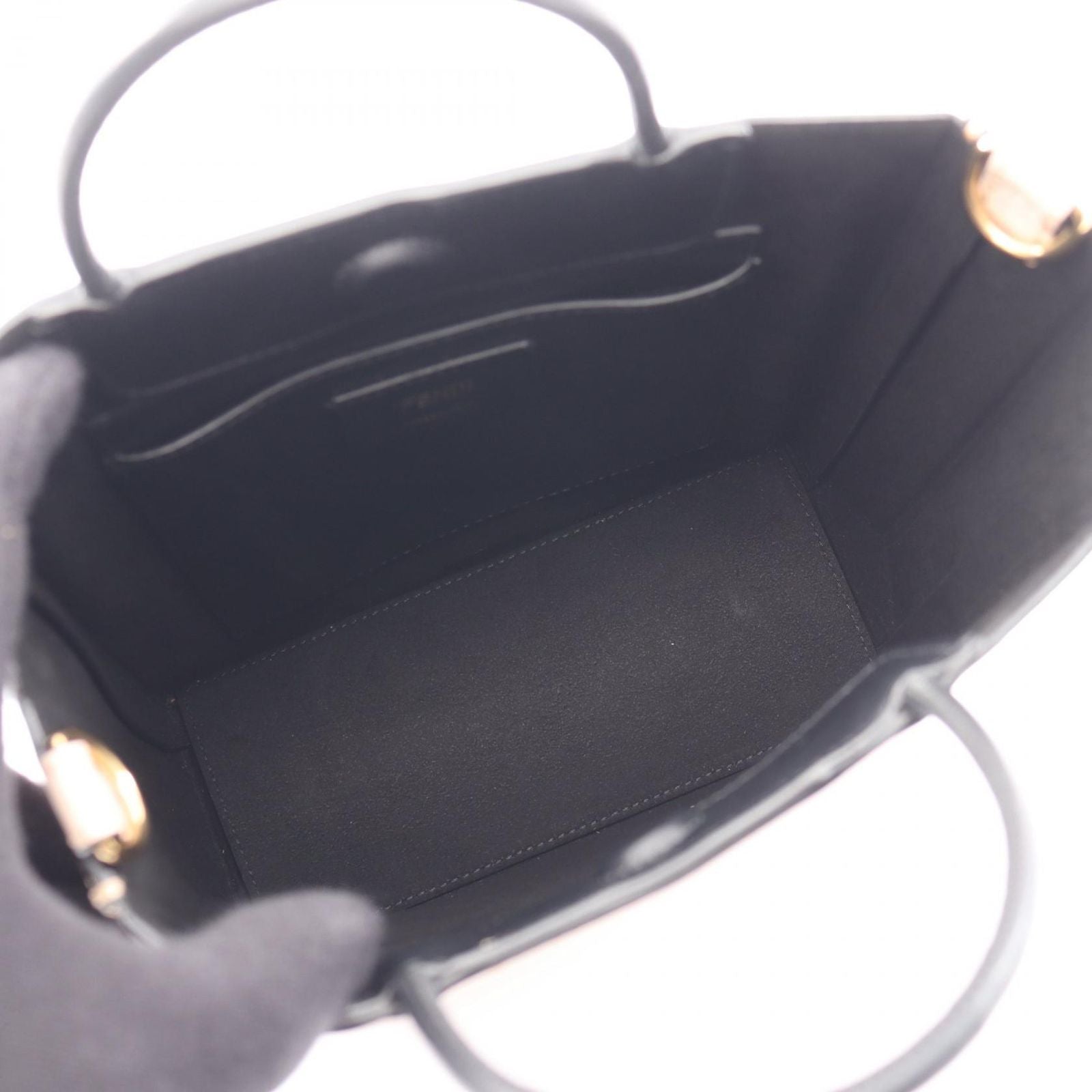 Fendi Handbag Shopping Bag Small Light Pink Black Leather Pack — view 3