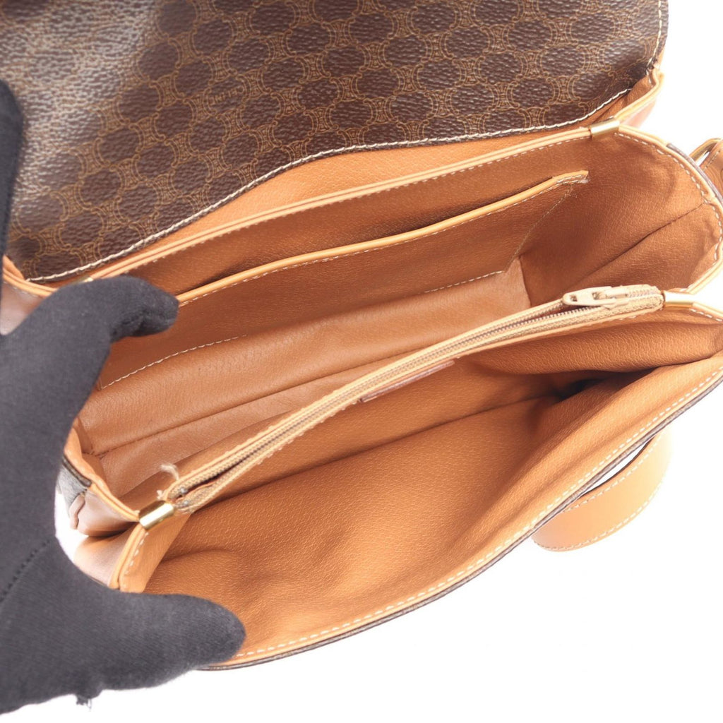 Celine Shoulder Bag Macadam Dark Brown Camel Leather — view 3
