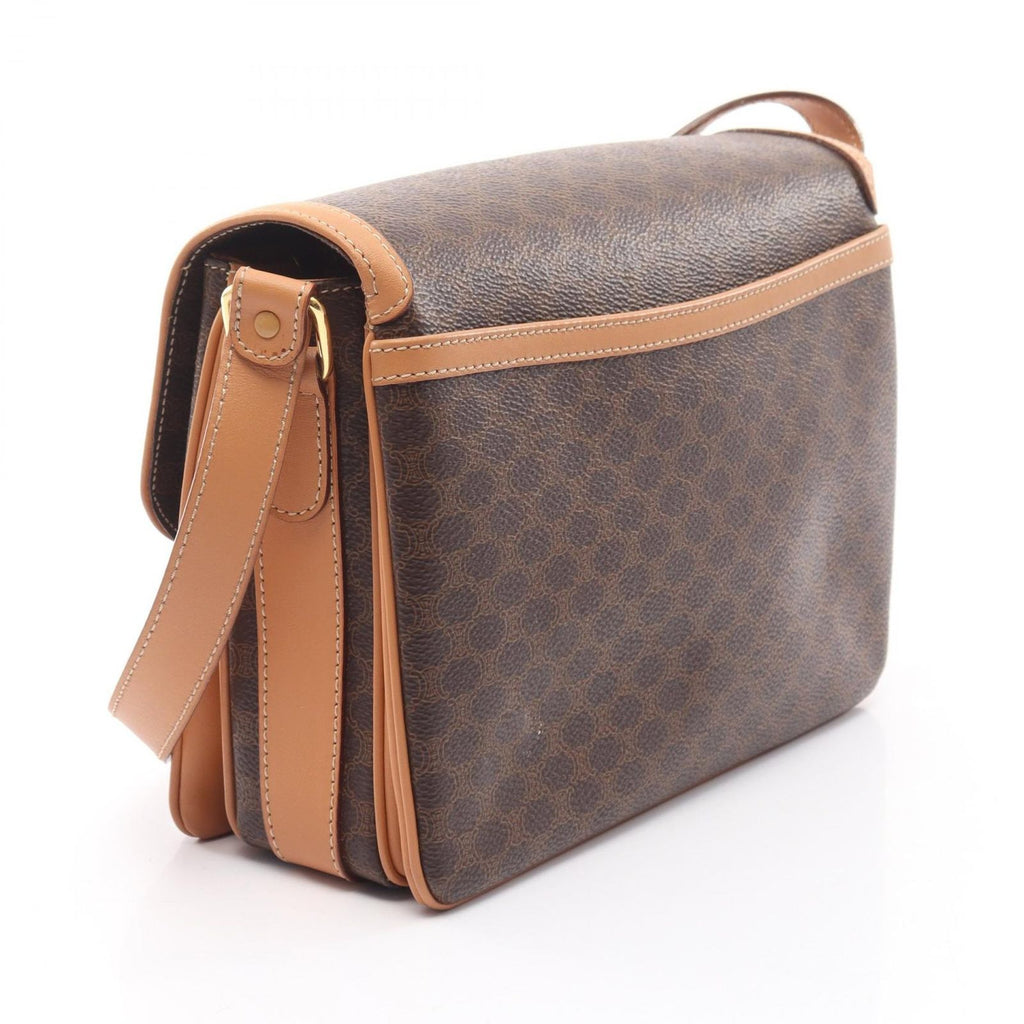 Celine Shoulder Bag Macadam Dark Brown Camel Leather — view 2