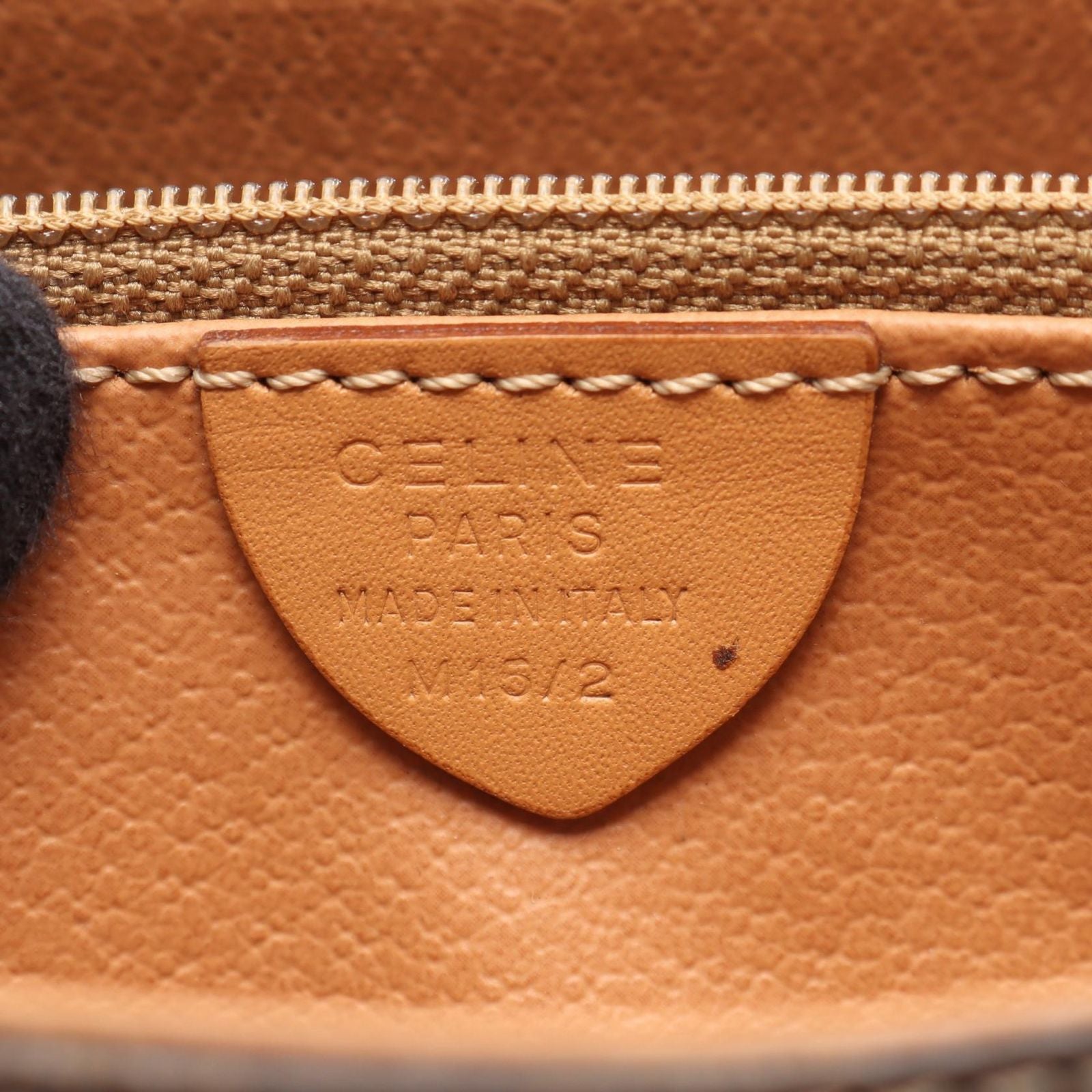 Celine Shoulder Bag Macadam Dark Brown Camel Leather — view 4
