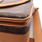 Celine Shoulder Bag Macadam Dark Brown Camel Leather — view 7