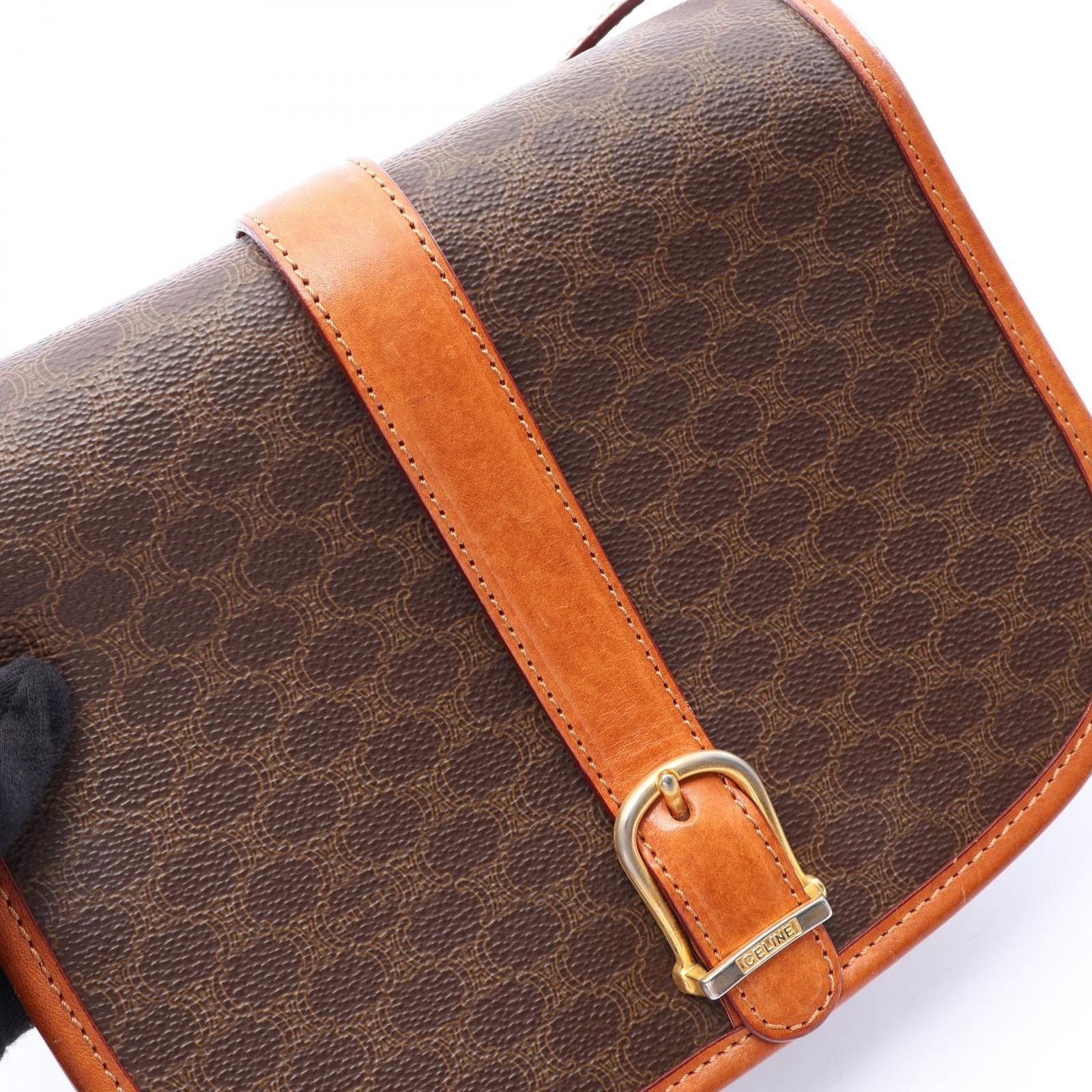 Celine Shoulder Bag Macadam Brown Dark Leather — view 7
