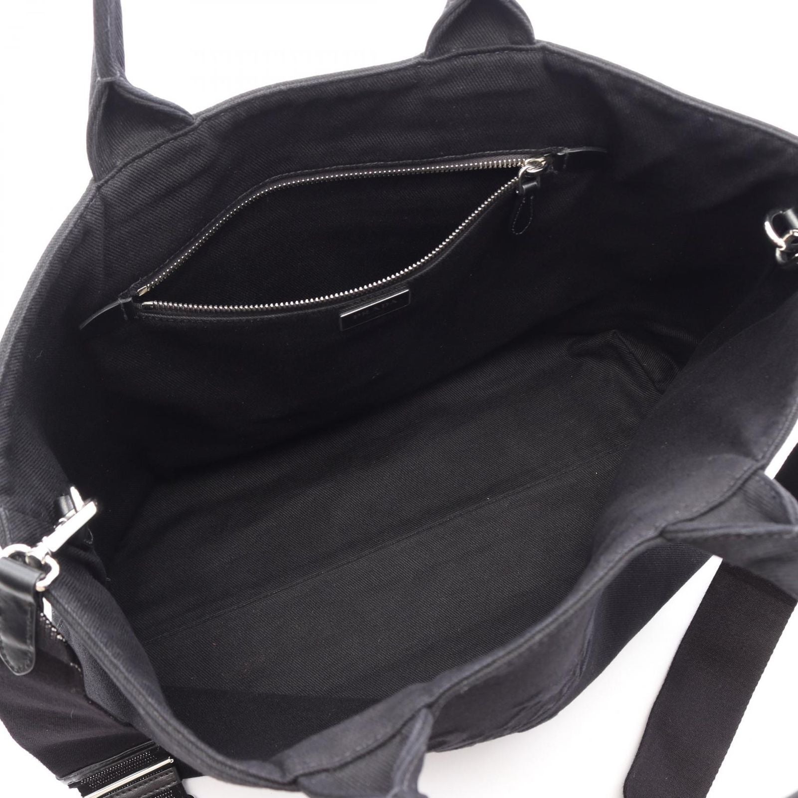 Prada Tote Bag Canapa Drill Black Canvas 2-Way Medium — view 3