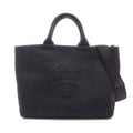 Prada Tote Bag Canapa Drill Black Canvas 2-Way Medium