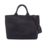 Prada Tote Bag Canapa Drill Black Canvas 2-Way Medium