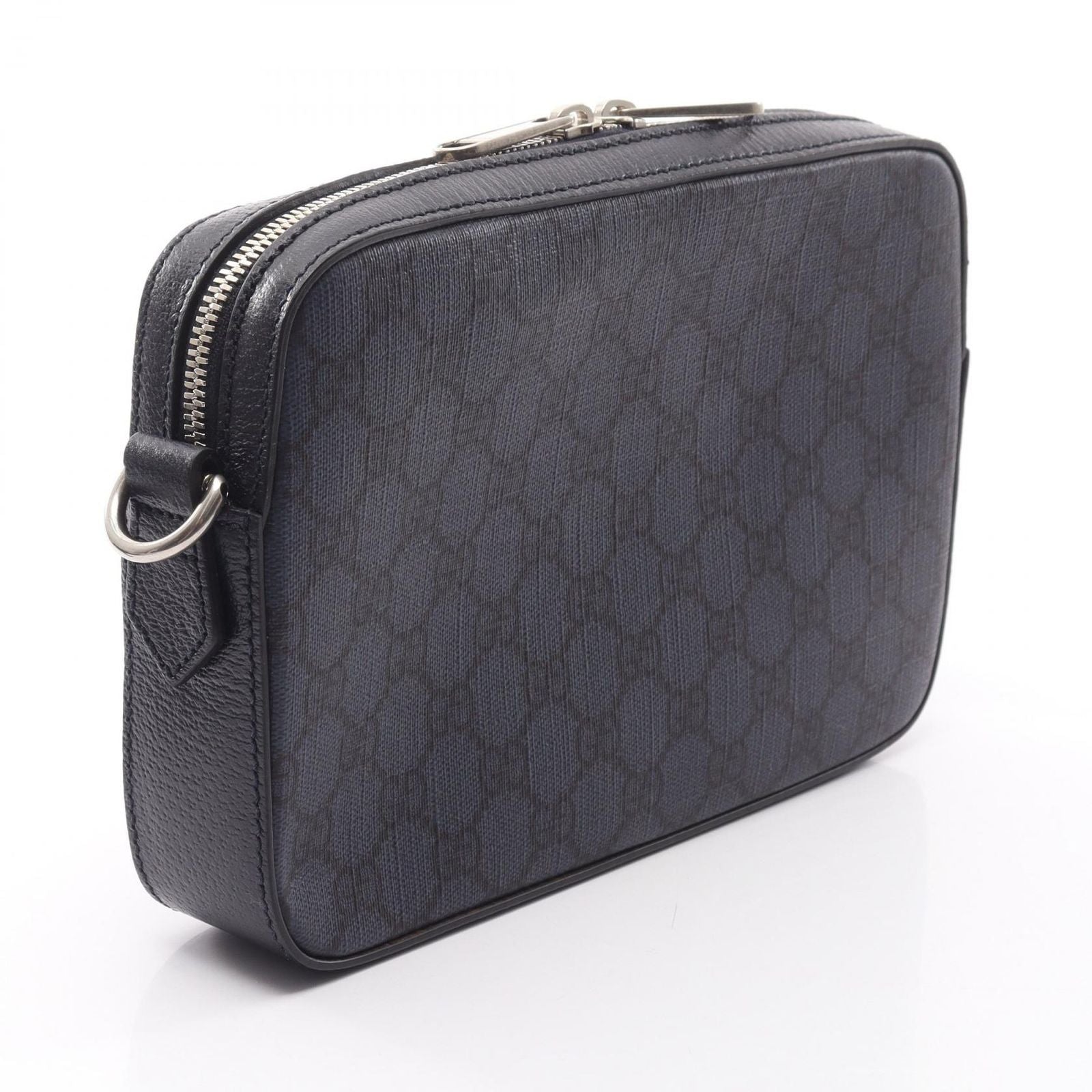 Gucci Shoulder Bag GG Supreme Navy Black Leather Ophidia Small Cross — view 2