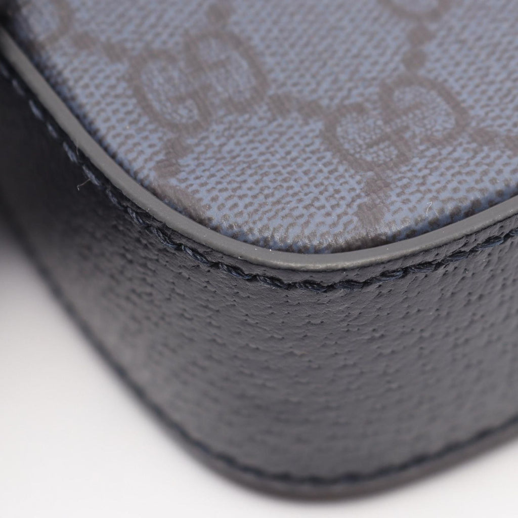 Gucci Shoulder Bag GG Supreme Navy Black Leather Ophidia Small Cross — view 7