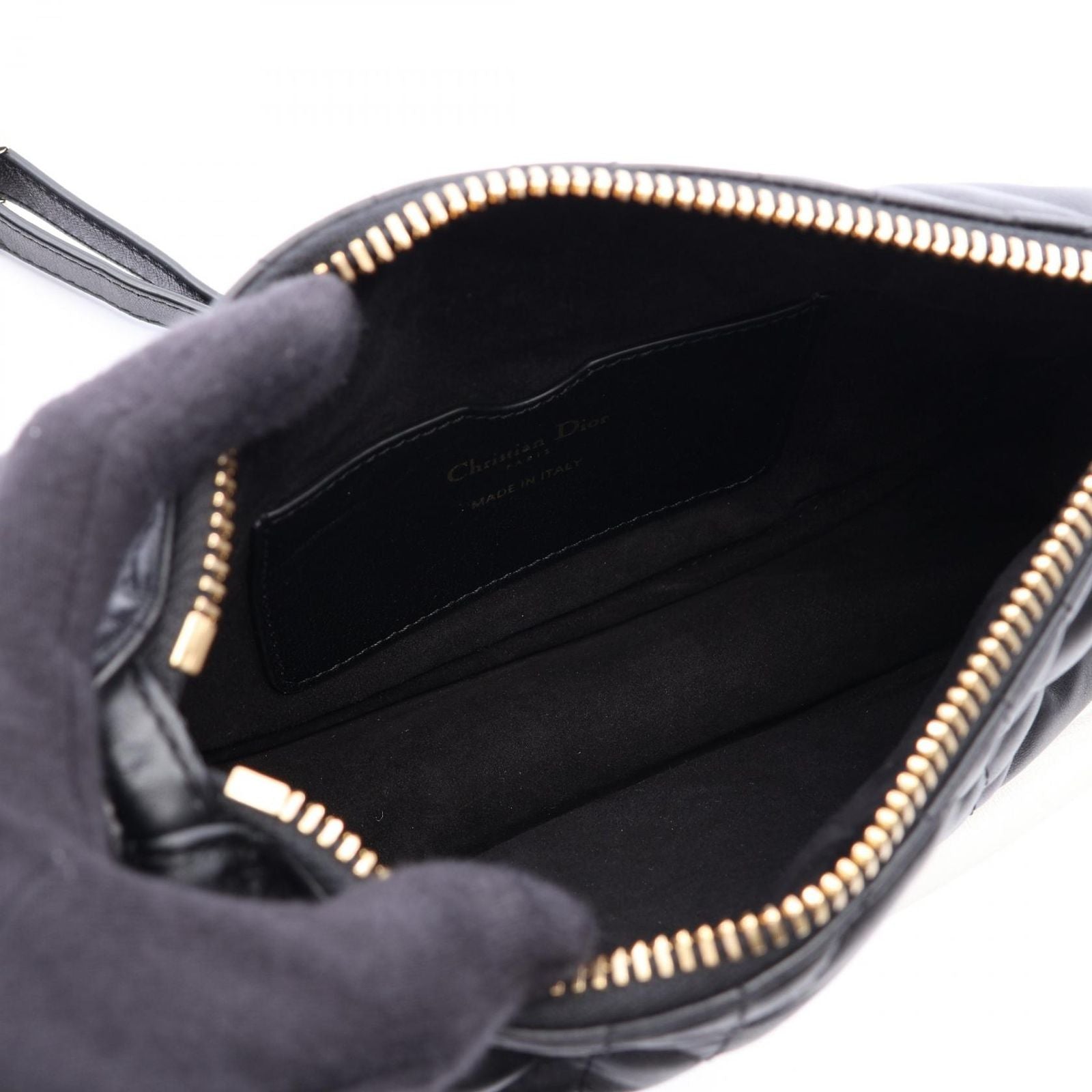 Dior Shoulder Bag Vibe Hobo Cannage 2-Way Black White Leather Chain — view 3