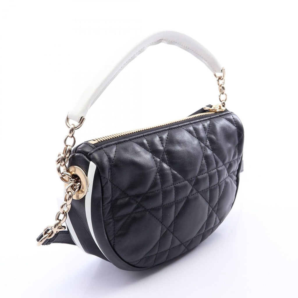 Dior Shoulder Bag Vibe Hobo Cannage 2-Way Black White Leather Chain — view 2