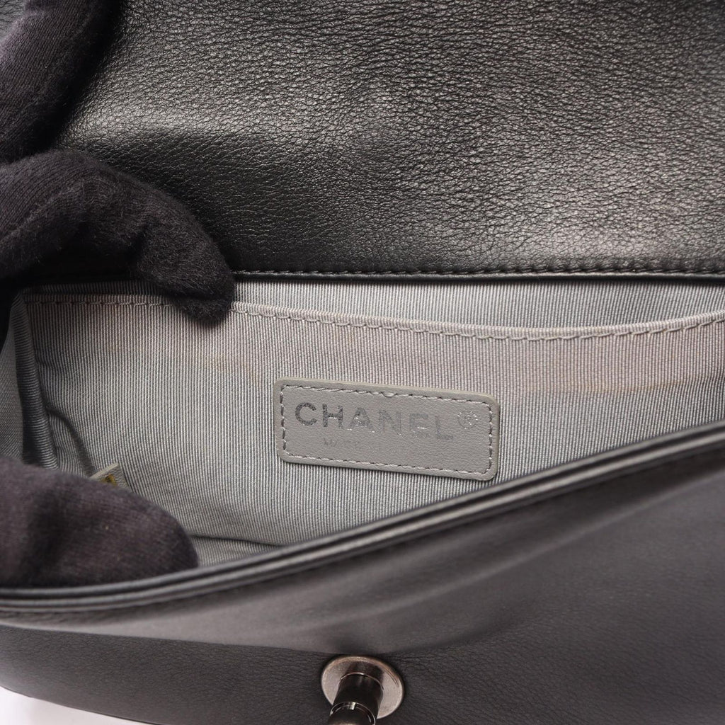 Chanel Shoulder Bag Boy Small Black Leather Chain — view 7