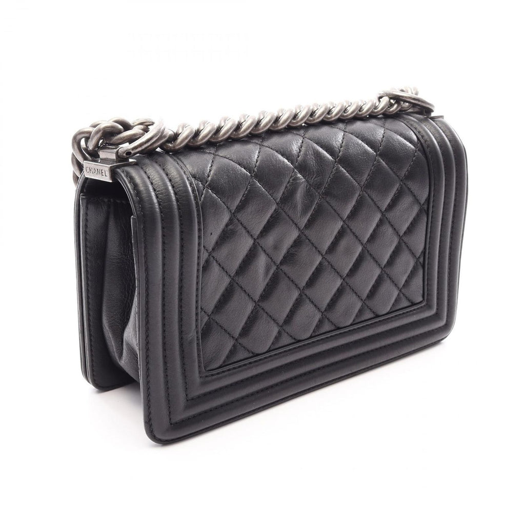 Chanel Shoulder Bag Boy Small Black Leather Chain — view 2