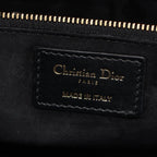 Dior Handbag Lady Dior Black White Fabric Leather 2-Way Tote Medium — view 4