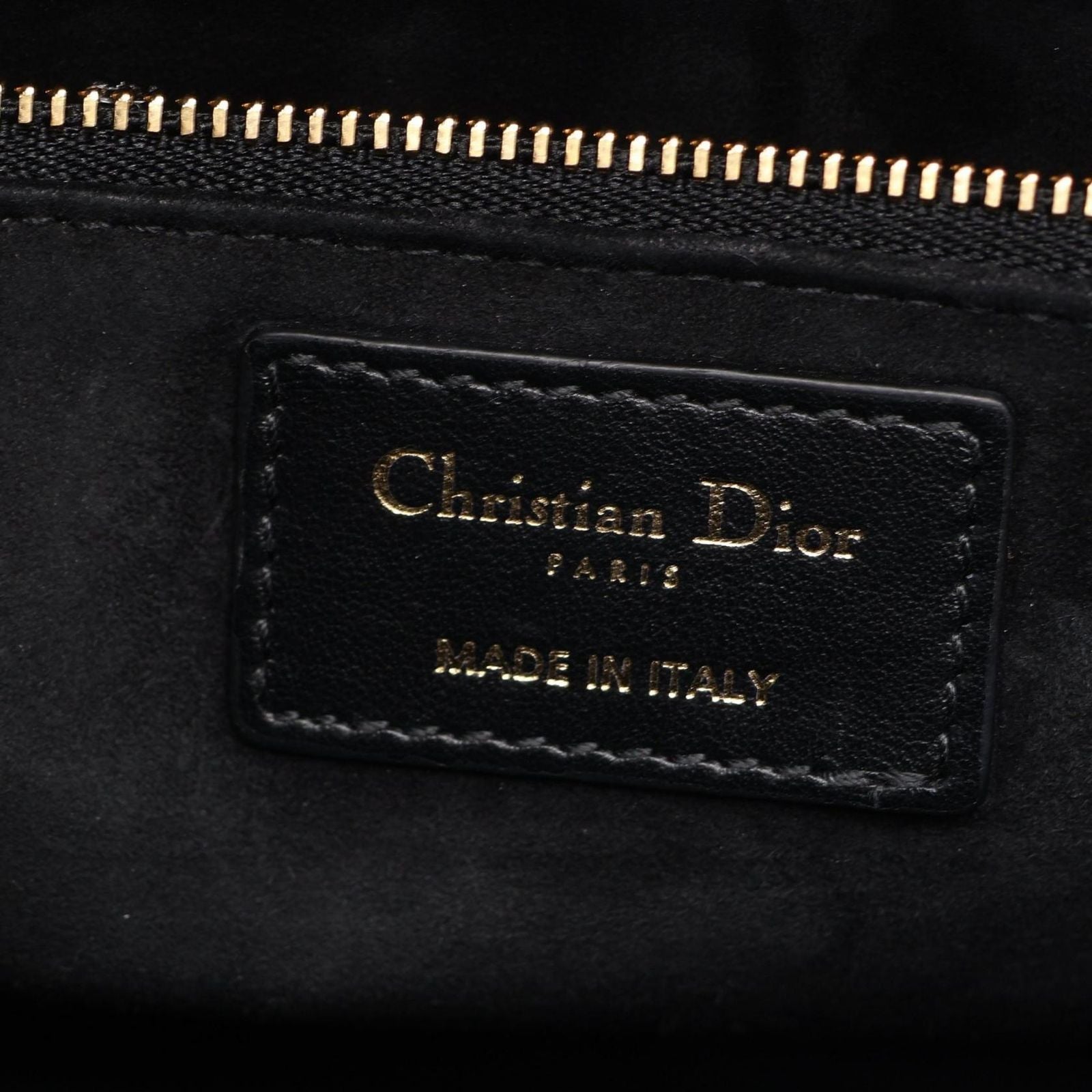 Dior Handbag Lady Dior Black White Fabric Leather 2-Way Tote Medium — view 4