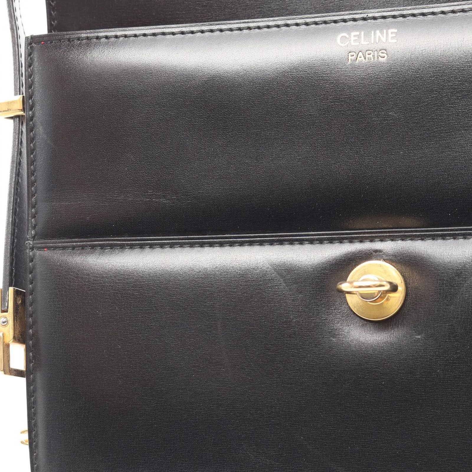 Celine Shoulder Bag Black Leather Gancini — view 6