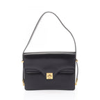 Celine Shoulder Bag Black Leather Gancini