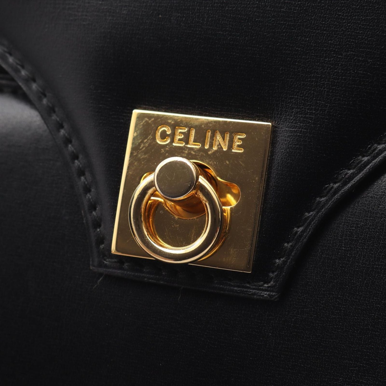 Celine Shoulder Bag Black Leather Gancini — view 7