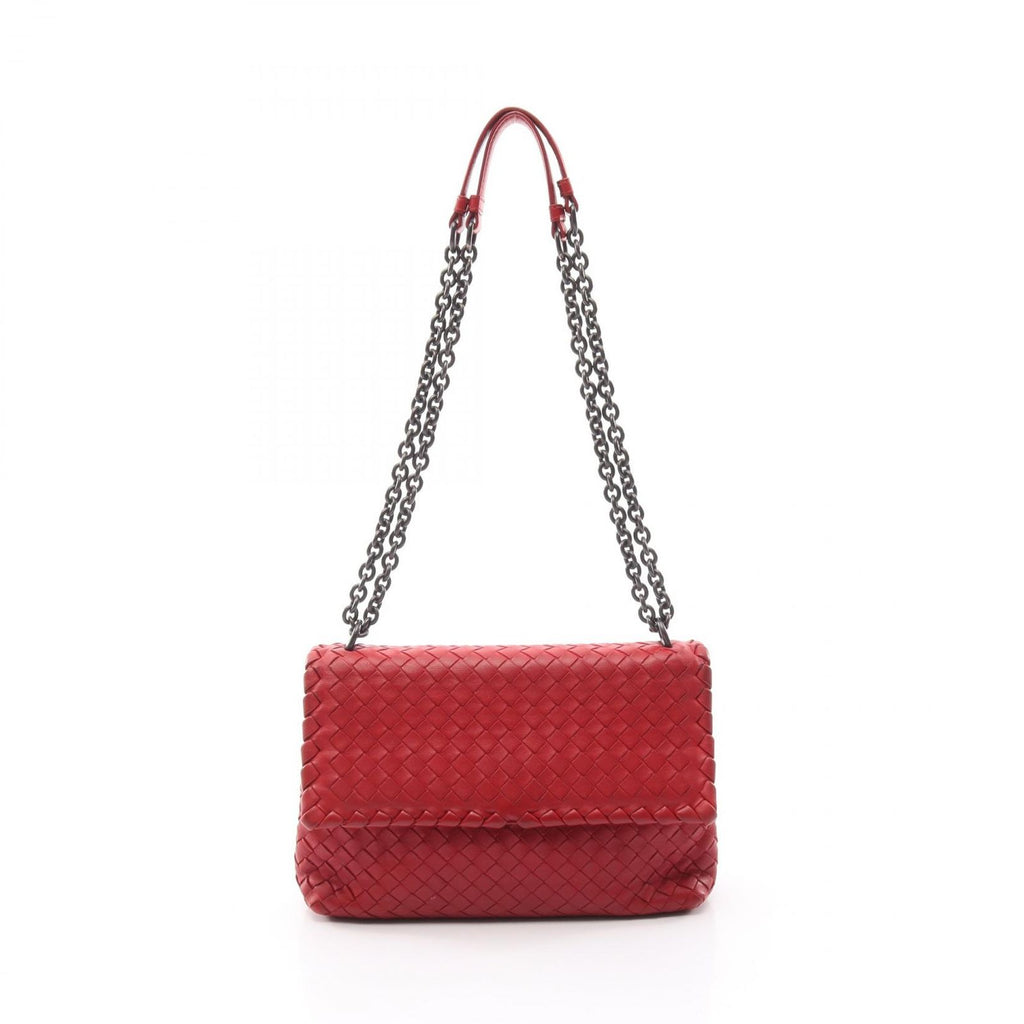 Bottega Veneta Shoulder Bag Small Limpia Red Leather Intrecciato