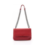 Bottega Veneta Shoulder Bag Small Limpia Red Leather Intrecciato