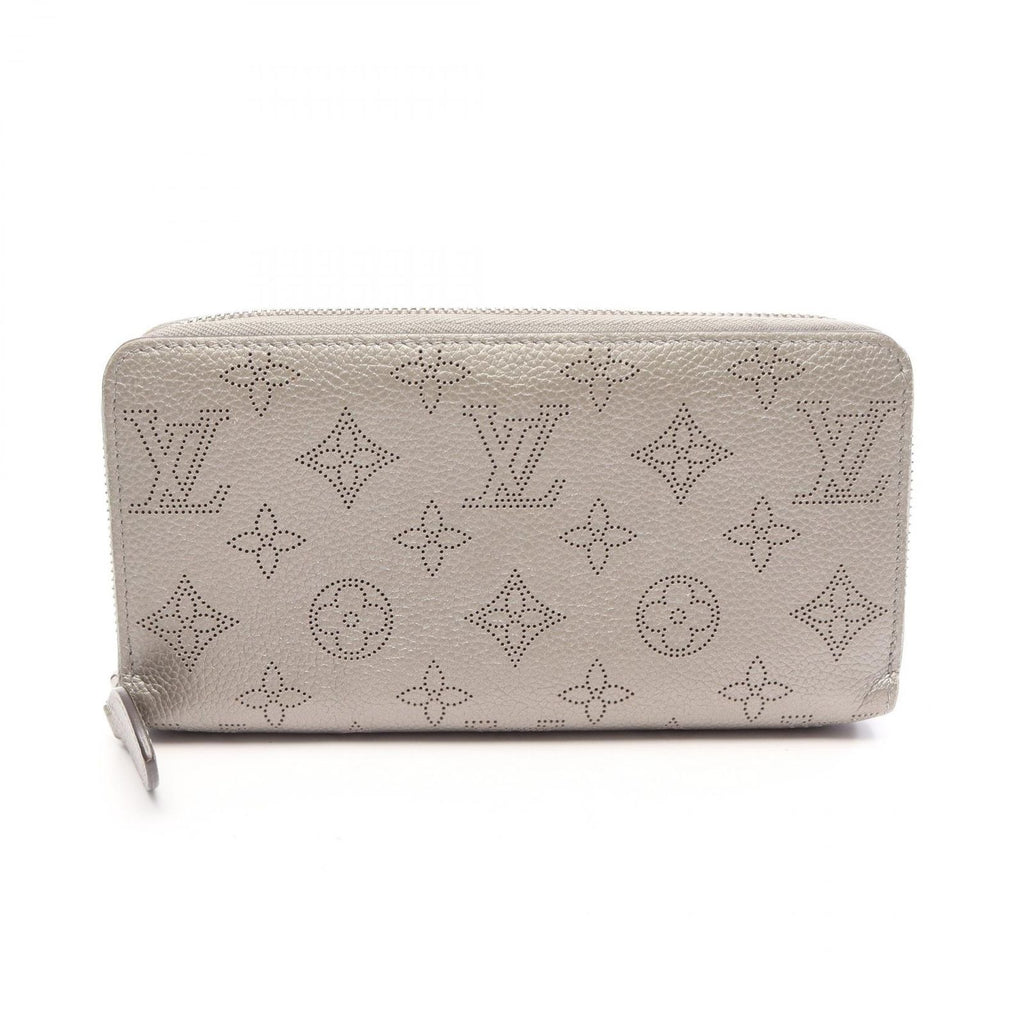 Louis Vuitton Round Wallet Zippy Metallic Gray Leather