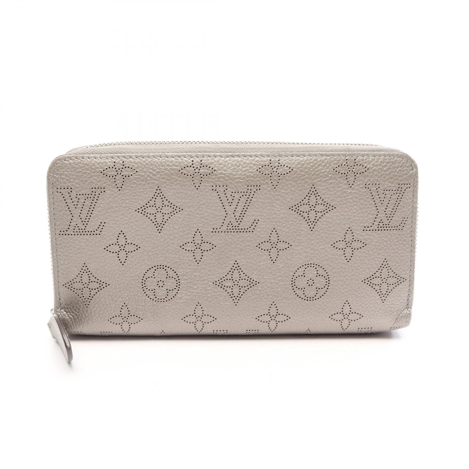 Louis Vuitton Round Wallet Zippy Metallic Gray Leather