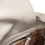 Dior Handbag Lady Dior Mini Cannage 2-Way White Leather Tote — view 5