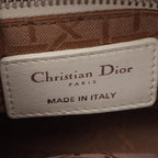 Dior Handbag Lady Dior Mini Cannage 2-Way White Leather Tote — view 4