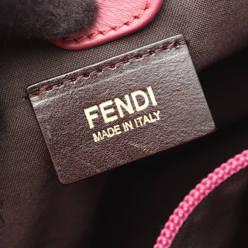 Fendi Shoulder Bag Zucchino Beige Pink Canvas Leather — view 4